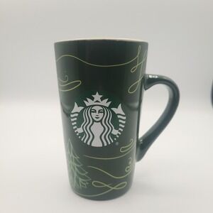 Starbucks 2020 Tall Mug Coffee‎ Cup 16 oz Green Christmas Tree Logo 6" Green